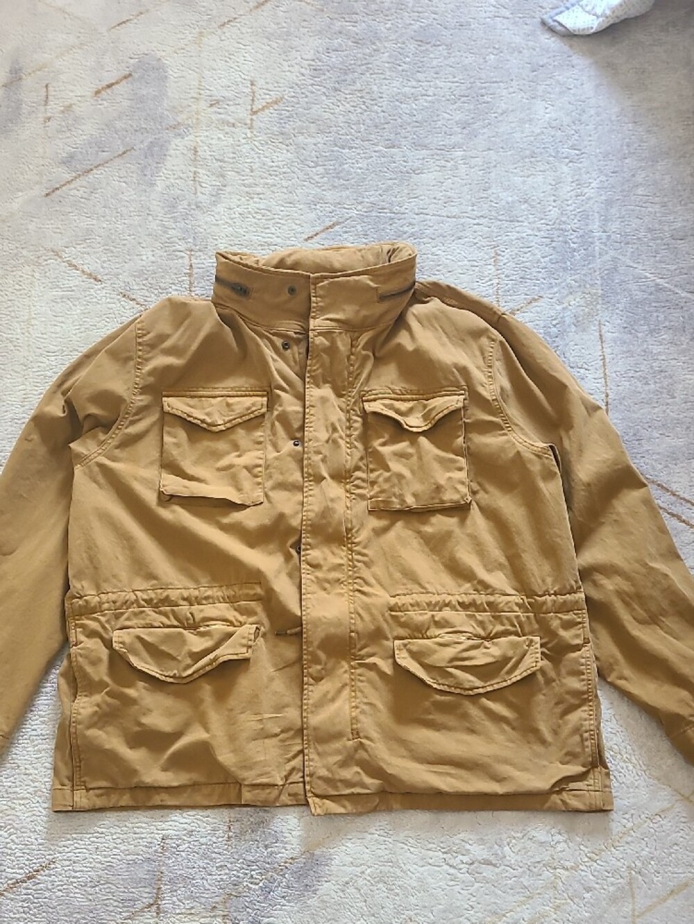 Old Navy Men XXL Tall Brown Utility Field Jacket M65 4 Pocket Hooded Cotton - Picture 2 of 12